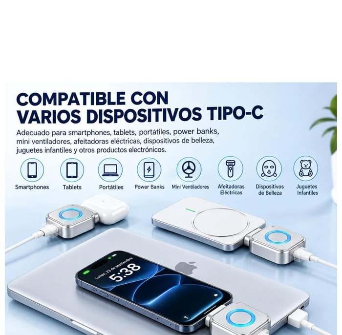 Adaptador USB-C con corte automático de carga
